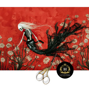 Gothic Vampire Skeleton Mermaid Skull Decoupage Tissue Paper