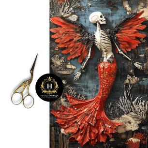 Gothic Vampire Skeleton Mermaid Skull Decoupage Tissue Paper