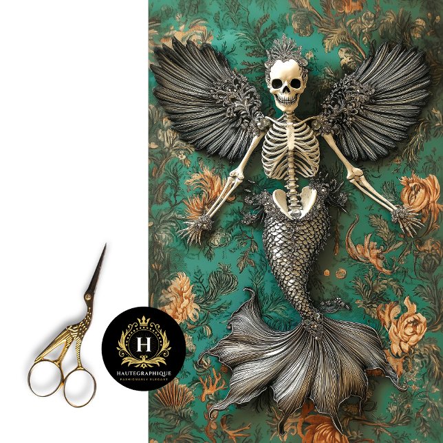 Gothic Vampire Skeleton Mermaid Skull Decoupage  Tissue Paper (Creator Uploaded)