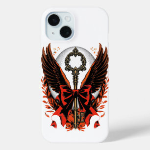 Gothic Velvet Bow Key with Wings & Moon iPhone 15 Case