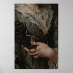 Gothic Victorian Bat Art Dark Academia Animal Wall Poster
