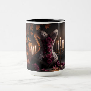 Gothic Victorian Corset Purple Roses Fall Autumn Mug
