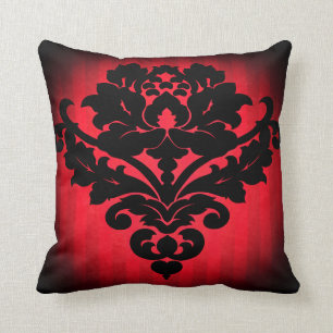 Gothic Victorian damask smoky red stripes Cushion