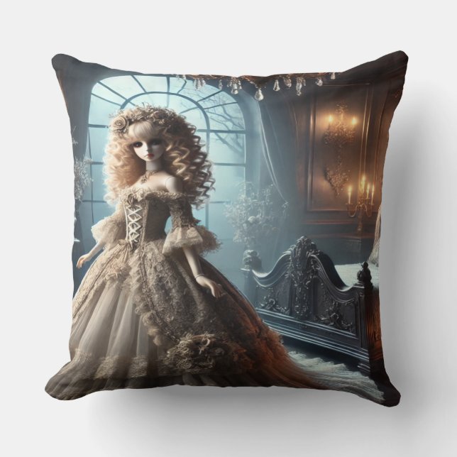  Gothic Victorian Doll – Enchanted Dark Cushion (Front)