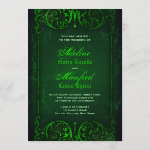 Gothic Victorian Ghoulish Green Wedding Invitation