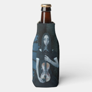 Gothic Victorian Girl Holding Violin Dark Fantasy  Bottle Cooler
