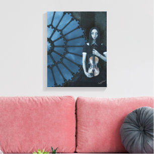 Gothic Victorian Girl Holding Violin Dark Fantasy  Canvas Print