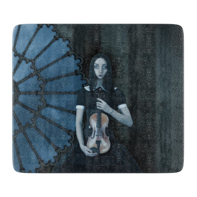 Gothic Victorian Girl Holding Violin Dark Fantasy  Cutting Board (Front)