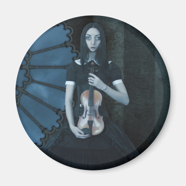 Gothic Victorian Girl Holding Violin Dark Fantasy  Magnet (Front)
