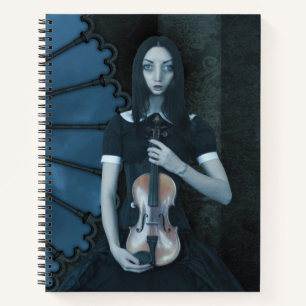 Gothic Victorian Girl Holding Violin Dark Fantasy  Notebook