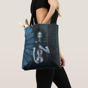 Gothic Victorian Girl Holding Violin Dark Fantasy  Tote Bag