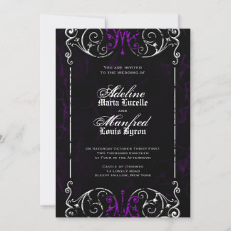 Gothic Victorian Halloween Purple Wedding Invite