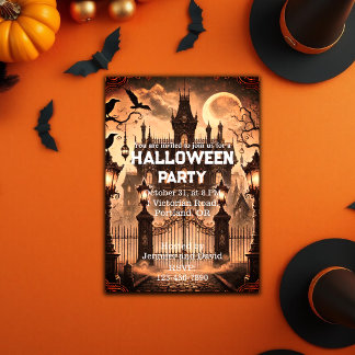 Gothic Victorian Haunted House Halloween Party Invitation