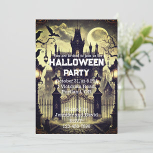 Gothic Victorian Haunted House Vintage Halloween  Invitation