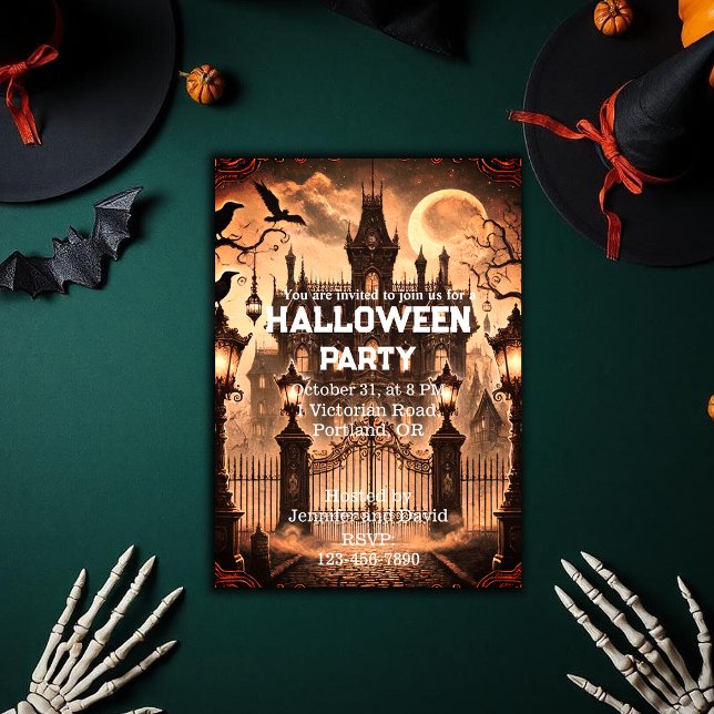 Gothic Victorian Haunted House Vintage Halloween  Invitation (Gothic Victorian Haunted House Vintage Halloween Invitation)