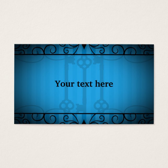 Gothic victorian old keys on blue stripes (Front)