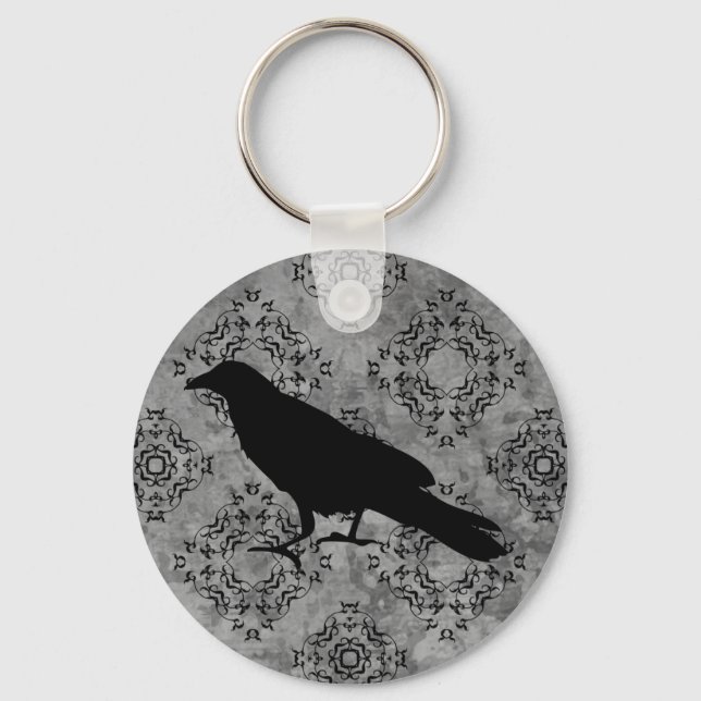 Gothic Victorian raven elegant Key Ring (Front)
