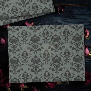 Gothic Victorian Skull & Rose Damask Tissue Paper
