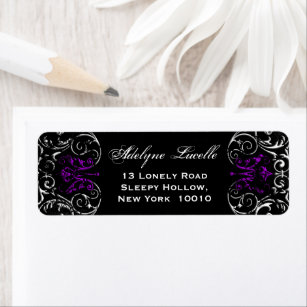 Gothic Victorian Spooky Purple & Black Return Address Label