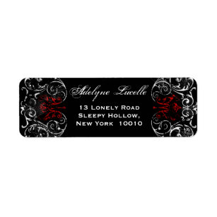 Gothic Victorian Spooky Red and Black return Label Return Address Label