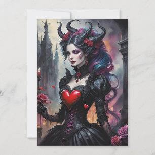 Gothic Victorian Valentine's Day Hearts Roses Holiday Card