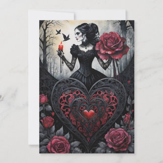 Gothic Victorian Valentine's Day Hearts Roses Holiday Card
