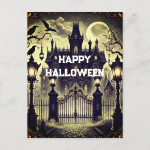 Gothic Victorian Vintage Happy Halloween  Holiday Postcard