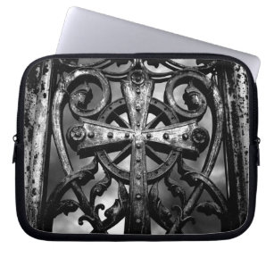 Gothic victorian wrought iron celtic cross laptop sleeve