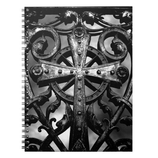 Gothic victorian wrought iron celtic cross notebook (Front)