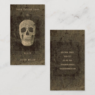 Gothic Vintage Antique Sepia Texture Skull Tarot Business Card