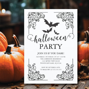 Gothic Vintage Bat Halloween  Invitation