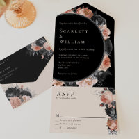 Gothic Vintage Black Blush Simple RSVP Wedding