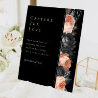 Gothic Vintage Black Blush Wedding Hashtag