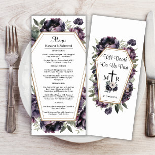 Gothic Vintage Black Peonies Wedding Menu
