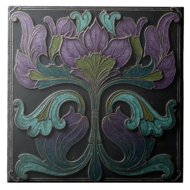 Gothic Vintage Bloom Ceramic Tile (Front)
