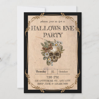 Gothic Vintage Floral Halloween Party Invitation