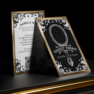 Gothic Vintage Hair Stylist Beauty Salon Black Bus Business Card