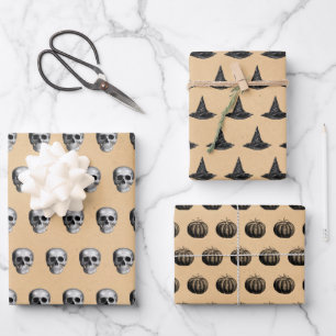 Gothic Vintage Halloween Wrapping Paper Sheet
