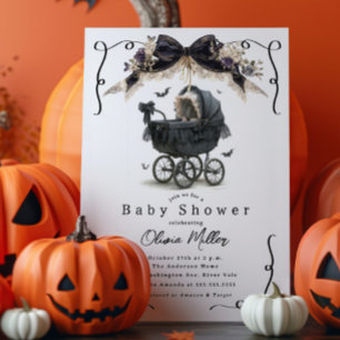 Gothic Vintage Pram Baby Shower Invitation
