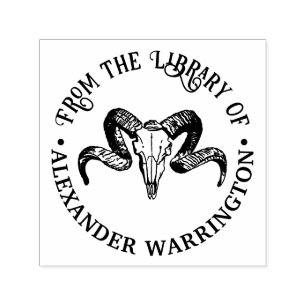 Gothic Vintage Ram Skull Library Book Name Self-inking Stamp