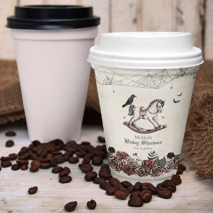 Gothic Vintage Rocking Horse Baby Shower Paper Cups