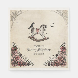 Gothic Vintage Rocking Horse Baby Shower Paper Napkin