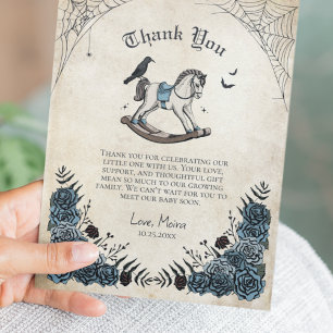 Gothic Vintage Rocking Horse Baby Shower Thank You Card