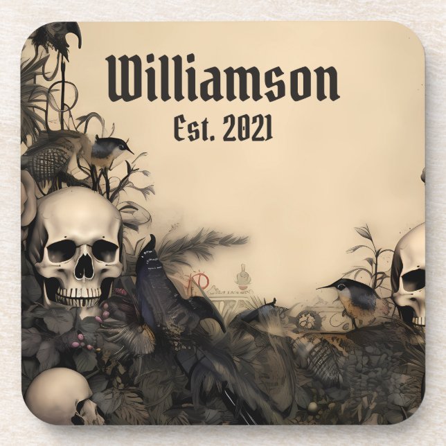 Gothic Vintage Skulls  Coaster (Front)