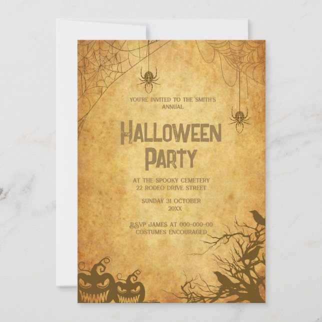 gothic vintage spooky  halloween invitation (Front)