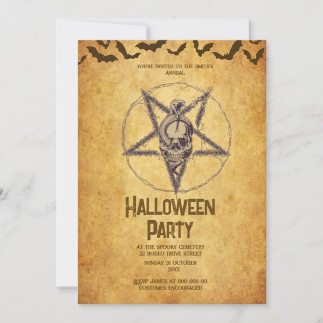 gothic vintage spooky  skull halloween invitation (Front)