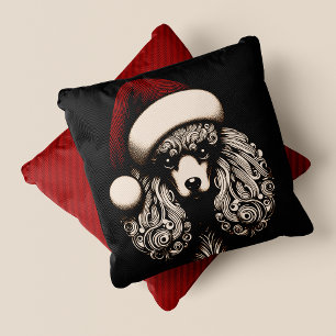 Gothic Vintage Style Christmas Poodle Cushion
