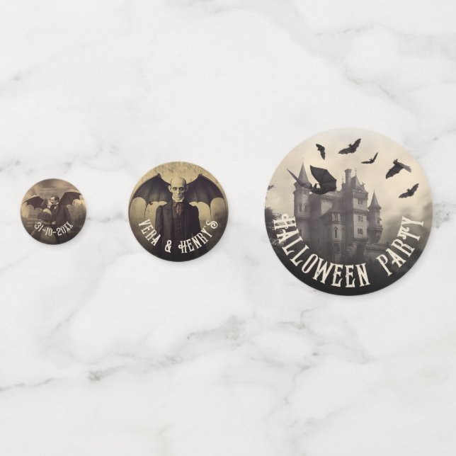 Gothic Vintage Victorian Dracula Halloween Confetti (Backs)