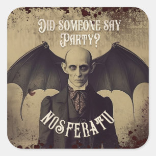 Gothic Vintage Victorian Dracula Halloween Square Sticker