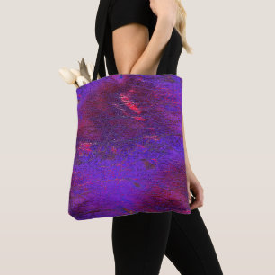 Gothic violet to red enlarged leather stained tote bag